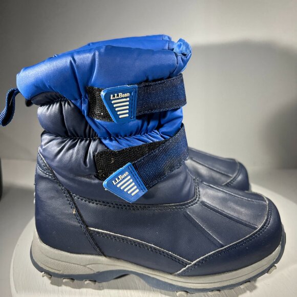 LL Bean Kids Boots Size 1 Rain Snow Winter Waterproof Warm Blue Duck Tread Calf - Picture 4 of 11